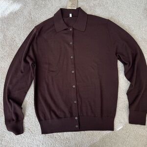 MUJI NWT 100% Wool Button-Up Cardigan Sweater | Size S | Quiet Luxury Minimalist